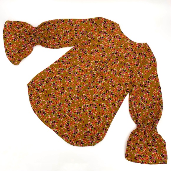 Cabi Burnished Blouse # 4042, Gold Floral Print Long Sleeve Blouse, XS - Picture 2 of 16